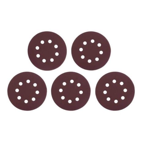 Наждаковий круг на липучці з отворами 125 мм, папір клас С, щільність 140 г/м², К220, 5 шт. INTERTOOL BT-0590