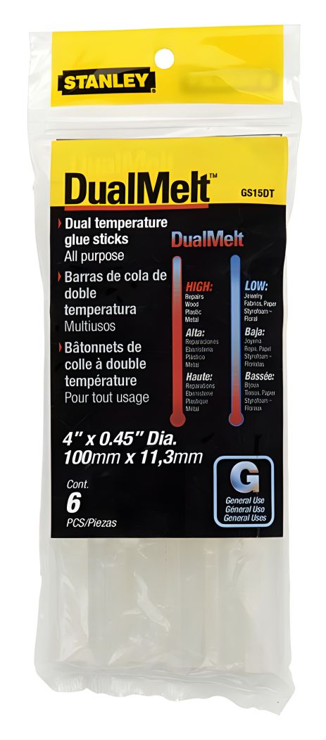 Термоклей "DualTemp" 11,3*100 мм, 6 од. для клейового пістолета STANLEY 1-GS15DT