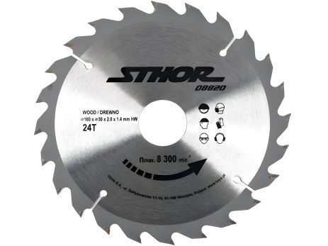 Пиляльний диск по дереву 160х30х24 зуба від Vorel (08820)