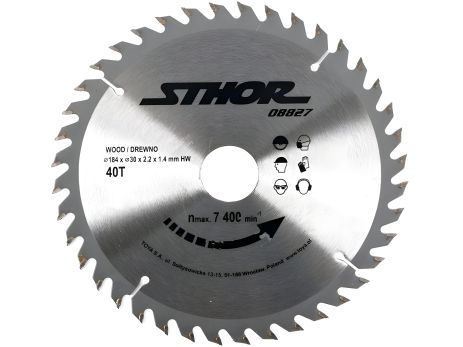 Пиляльний диск по дереву Vorel 184х30х40зубів 08827