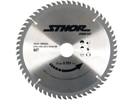 Пиляльний диск по дереву 210х30х60 зубів Vorel 08832