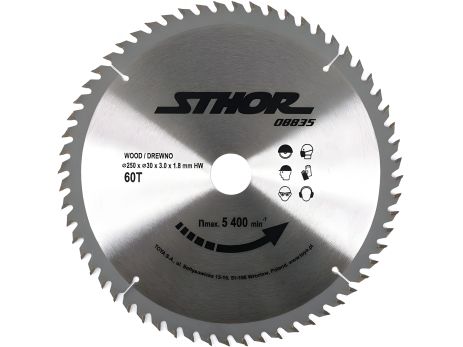 Деревянный пильный диск 250х30х60 зубов Vorel 08835