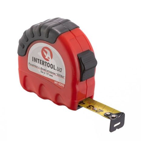 Рулетка з металевим полотном з фіксатором, 5 м, 19 мм, "EXTRA" INTERTOOL MT-0205