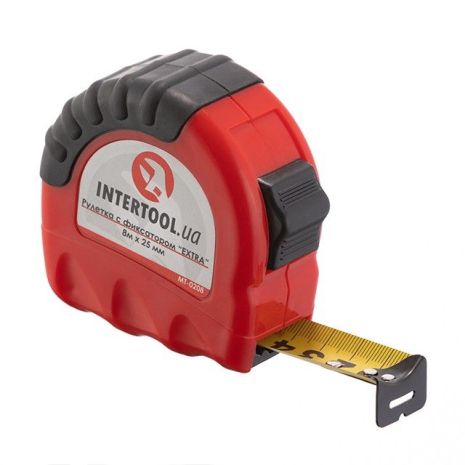 Рулетка с фиксатором 8м*25мм "EXTRA INTERTOOL MT-0208 Рулетка с фиксатором 8м*25мм "EXTRA INTERTOOL MT-0208