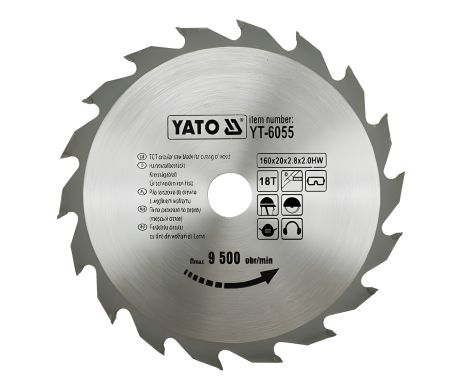 Пильный диск твер. сплав 160х20х2.8х2 Yato YT-6055