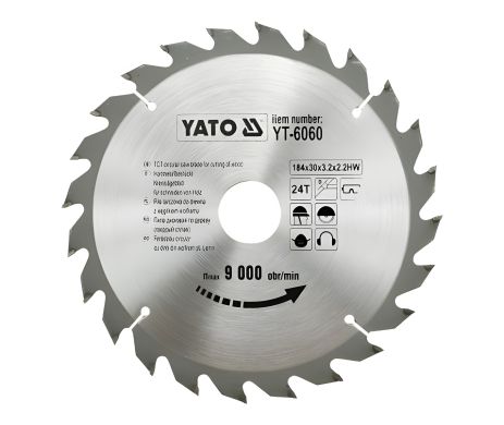 Диск пиляльний твер. сплав 184х30х3, 2х2, 2 Yato YT-6060, гострий