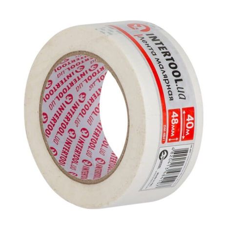 Стрічка малярська 48мм, 40м, біла INTERTOOL DM-4841 Стрічка малярська 48мм, 40м, біла INTERTOOL DM-4841