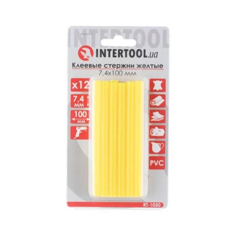 Жовті клейові стрижні комплект, 7,4×100 мм, 12 шт. INTERTOOL RT-1050