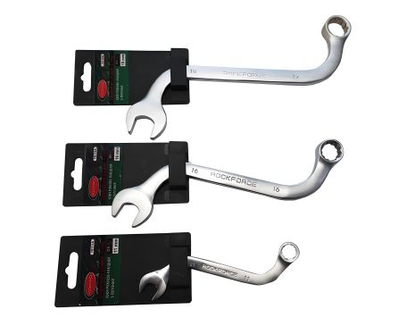 S-подібний ріжково-накидний ключ 19мм на пластиковому тримачі ROCKFORCE FORSAGE RF-76119A