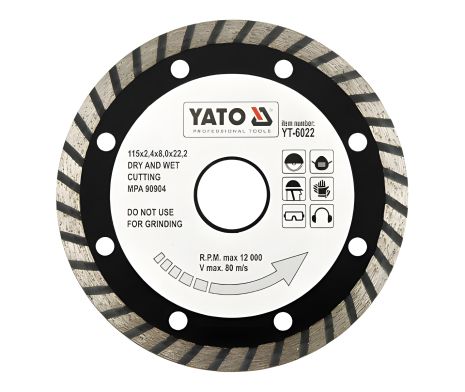 Алмазный диск для резки Турбо 115 мм Yato YT-6022 Алмазный диск для резки Турбо 115 мм Yato YT-6022