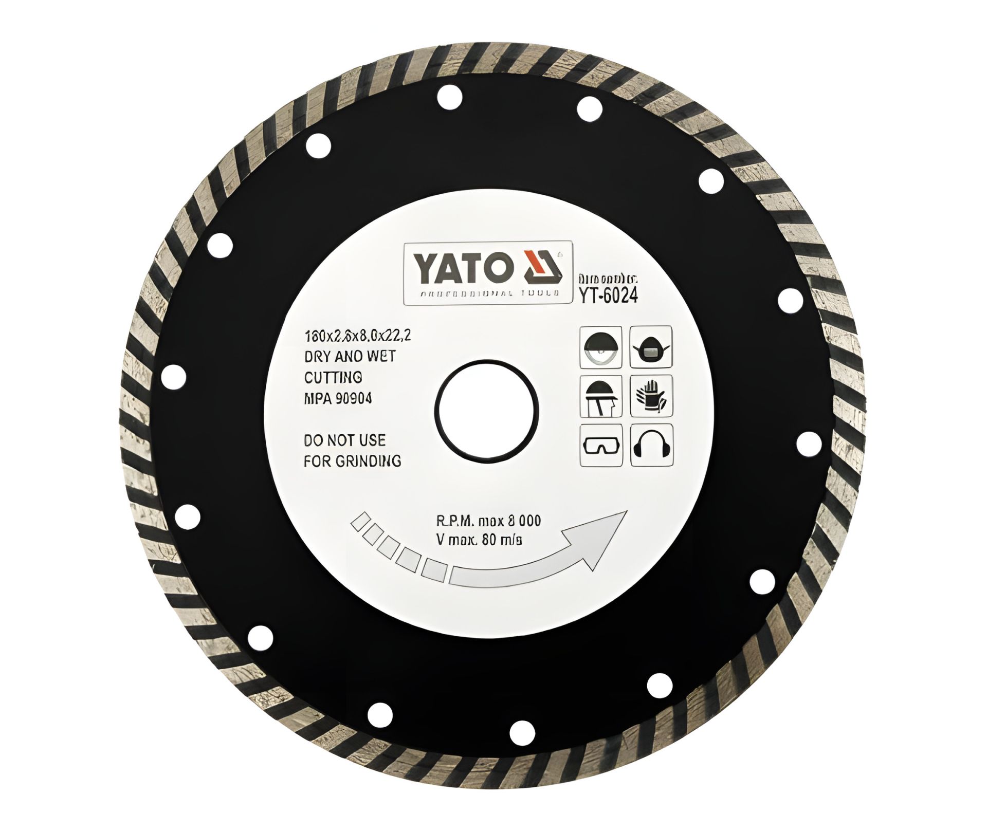 Діамантовий відрізний диск Турбо 180 мм, Yato YT-6024 Діамантовий відрізний диск Турбо 180 мм, Yato YT-6024