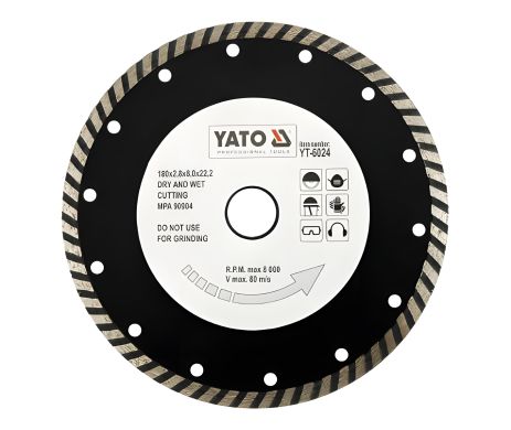 Діамантовий відрізний диск Турбо 180 мм, Yato YT-6024