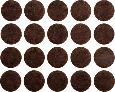 Комплект самоклеючих повстяних протекторів, Ø20 мм (коричневий) Vorel 74851