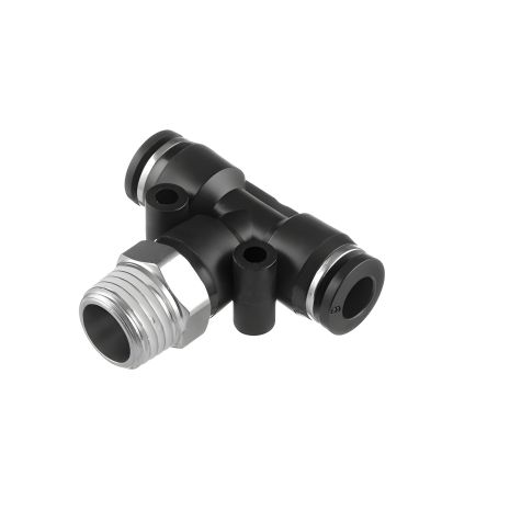 Цангове Т-образне з'єднання для поліуретанових та ін. шлангів 6×6 мм, 1/4" зовнішня різьба INTERTOOL PT-2351