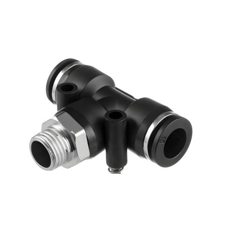 Т-образное цанговое соединение для полиуретановых и других шлангов 10×10 мм, 1/4" внешняя резьба INTERTOOL PT-2353