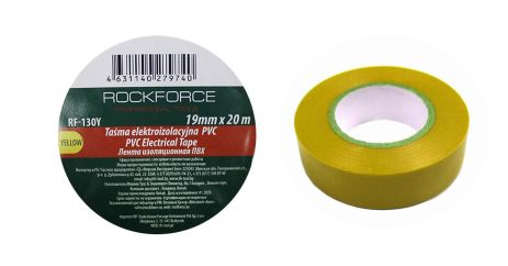 Лента изоляционная ПВХ 19мм x 20м (желтая) ROCKFORCE WMC TOOLS RF-130Y