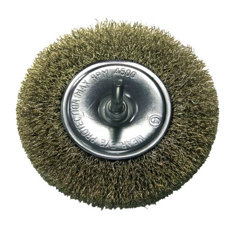 Дискова щітка гофрована 100 мм (шток 6 мм) латунна від PROLINE 32830 Дискова щітка гофрована 100 мм (шток 6 мм) латунна від PROLINE 32830