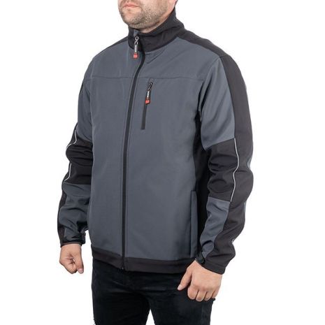 Куртка Softshell темно-сіро-чорна, тришарова, розтяжка тканини 300 GSM 100D з водою, вітряне, розмір XXXL Intertool SP-3136