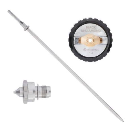 Форсунка, воздушная головка, игла 1,4 мм к краскопультам HVLP BLACK M-DIAMOND STORM INTERTOOL PT-2614