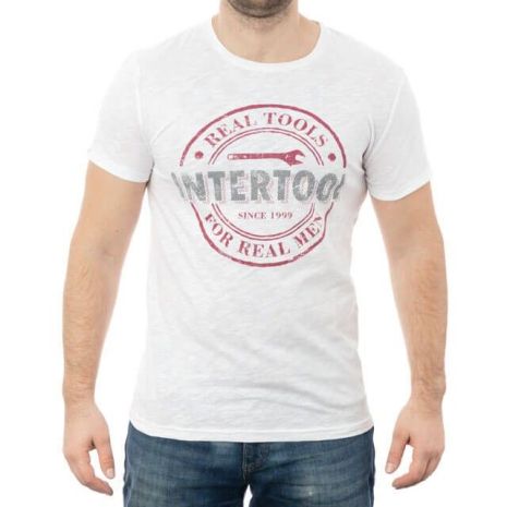 Футболка светло-серая меланж, S, 100% хлопок INTERTOOL SP-2211