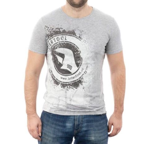 Футболка серая меланж M, 100% хлопок INTERTOOL SP-2222