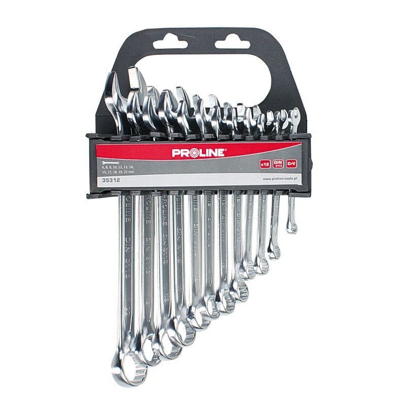 Набір ключів ріжкових 12шт (6-22мм) CrV PROLINE 35312 Набір ключів ріжкових 12шт (6-22мм) CrV PROLINE 35312
