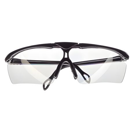 Захисні окуляри з прозорими лінзами полікарбонат, заушники полікарбонат чорні, захист від удару, оптичний клас 3 INTERTOOL SP-0090