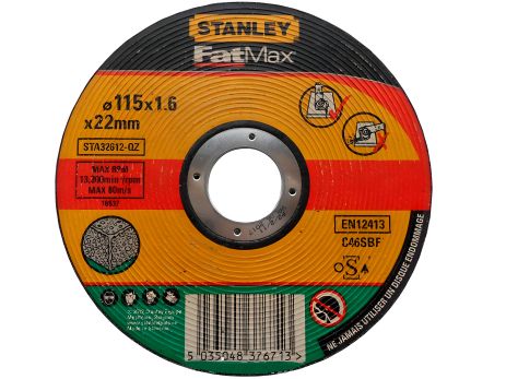 Коло відрізне по каменю та бетону на болгарку 115х22,2х1,6 мм Stanley STA32612-QZ Коло відрізне по каменю та бетону на болгарку 115х22,2х1,6 мм Stanley STA32612-QZ