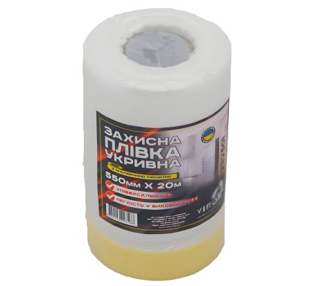 Захисна Плівка з малярним скотчем 550 мм х 20 м х 1,6 мм VIROK 23V501 Захисна Плівка з малярним скотчем 550 мм х 20 м х 1,6 мм VIROK 23V501