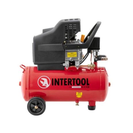 Компрессор 24 л, 1,5 кВт, 220 В, 8 атм, 206 л/мин INTERTOOL PT-0009