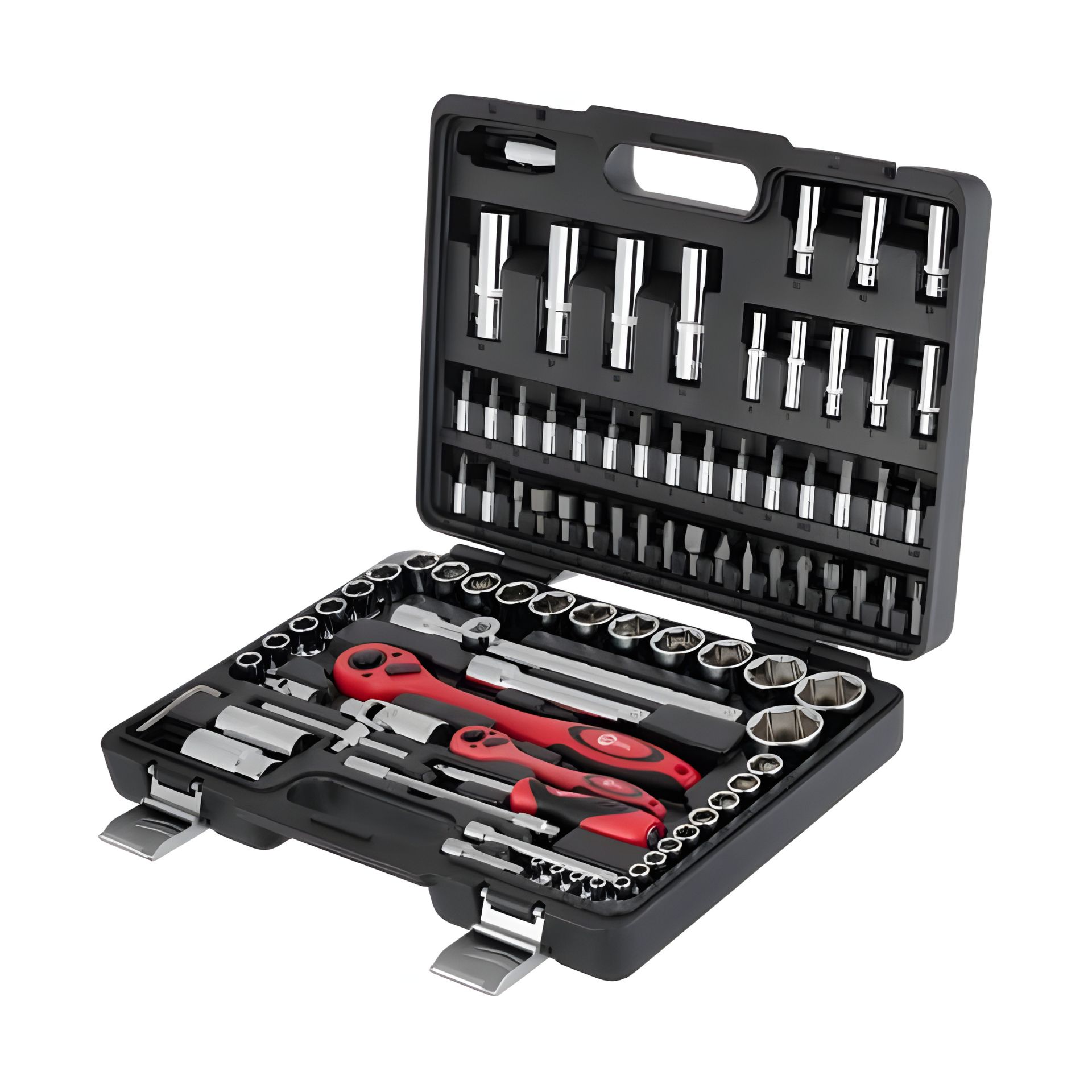 94 ед. проф. набор инструментов, 1/2" + 1/4", Cr-V, головки: 4-32 мм, биты: 32 ед., удл. головки: 6-19 мм, кейс INTERTOOL ET-6094 94 ед. проф. набор инструментов, 1/2" + 1/4", Cr-V, головки: 4-32 мм, биты: 32 ед., удл. головки: 6-19 мм, кейс INTERTOOL ET-6094