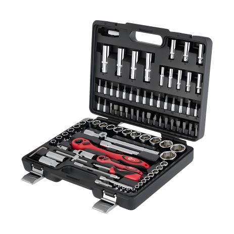 Набор инструментов, проф., 1/2" + 1/4", Cr-V, 94 ед., головки: 4-32 мм, биты: 32 ед., удл. головки: 6-19 мм, кейс INTERTOOL ET-6094
