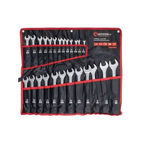 Комбінованих ключів набір, 25 шт., 6-32 мм, Cr-V, чохол INTERTOOL HT-1200