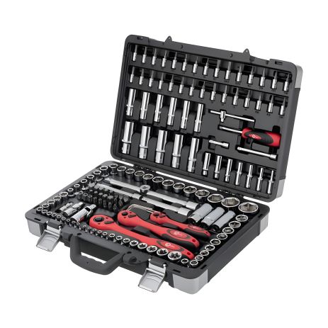 Набор инструментов, проф., 1/2" + 3/8" + 1/4", 151 ед., головки: 4-32 мм, E4-E24, биты: 54 ед., удл. головки: 4-22 мм, кейс INTERTOOL ET-7151