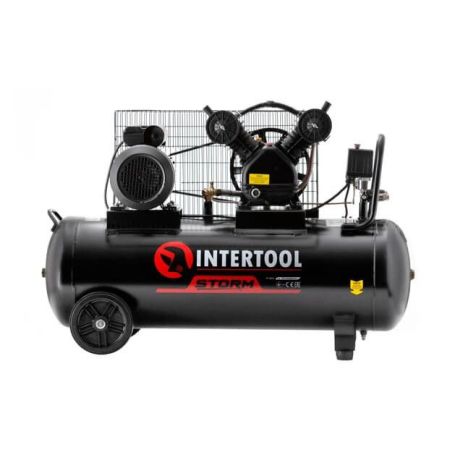 Компресор STORM, 100 л, 3 кВт, 220 В, 10 атм, 500 л/хв, 2 циліндри INTERTOOL PT-0014