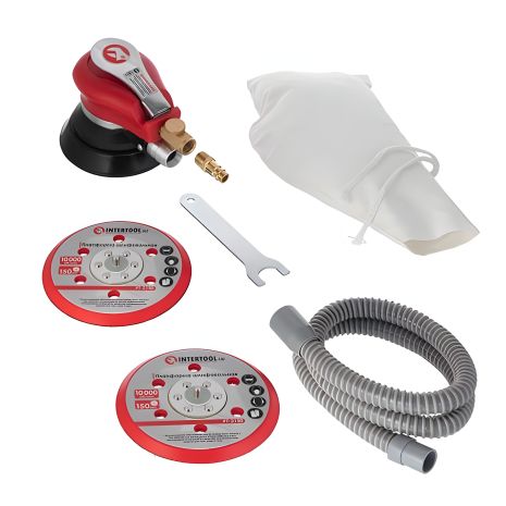 Шлифмашина пневматическая эксцентриковая 150 мм, до 6,3 атм, 9000 об/мин, 340 л/мин INTERTOOL PT-1007