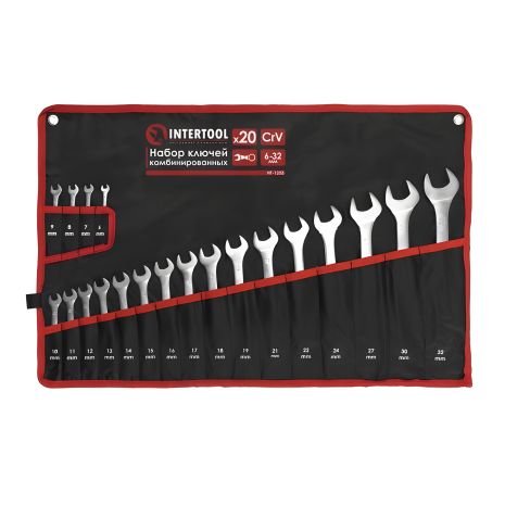 Набір ключів комбінованих, 20 шт., 6-32 мм, Cr-V, чохол INTERTOOL HT-1253 - Комплект інструментів