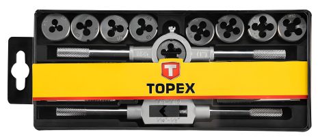 Набір плашок та мітчиків M3-M12, 20 шт., вольфрамова сталь Topex 14A425