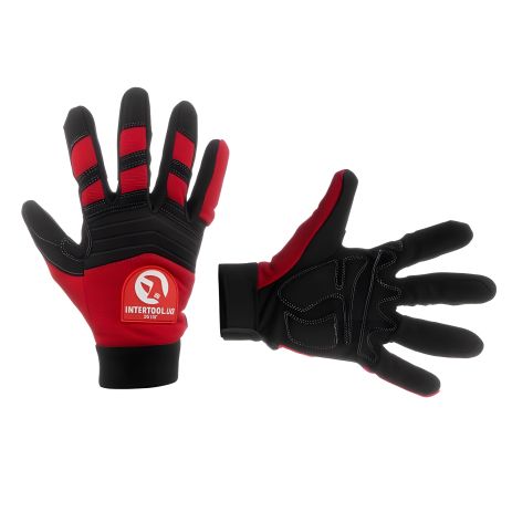 Микрофибра перчатка, с неопреновыми вставками и спандексом, утолщенное порытие ладони, эластичный манжет на липучке, 10" INTERTOOL SP-0143