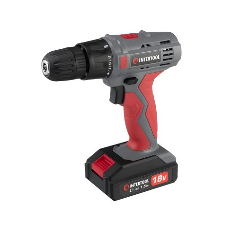 Дрель-шуруповерт аккумуляторная 18 В, 30 Nm, 0-350/0-1300 об/мин., 0.8-10 мм, литий-ион, 1.5 Ач INTERTOOL DT-0315 Дрель-шуруповерт аккумуляторная 18 В, 30 Nm, 0-350/0-1300 об/мин., 0.8-10 мм, литий-ион, 1.5 Ач INTERTOOL DT-0315