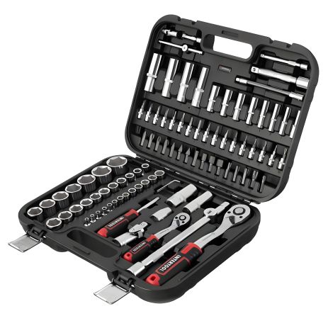 Набір інструментів STORM, 1/2" + 1/4", Cr-V, 94 од., головки: 4-32 мм, біти 32 од., подовжені головки: 6-19 мм, кейс INTERTOOL ET-8094