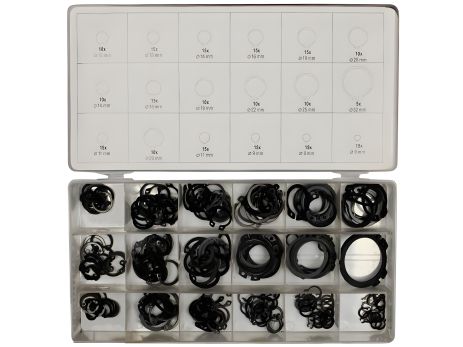 Набор из 225 внешних и внутренних пружинных стопорных колец 6-32 мм Yato YT-06882