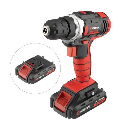 Акумуляторний дриль-шурупокрут, Li-Ion, 18 В, 25 Nm, 0-400/0-1500 об/хв, 2×2,0 Аг INTERTOOL WT-0314 Акумуляторний дриль-шурупокрут, Li-Ion, 18 В, 25 Nm, 0-400/0-1500 об/хв, 2×2,0 Аг INTERTOOL WT-0314