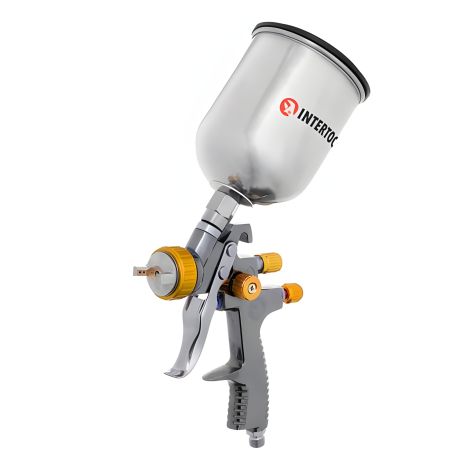 Краскопульт пневматический LVLP BRONZE, профессиональный, форсунка: 1,8 мм, верхний металлический бачок: 600 мл, 1,5 бар INTERTOOL PT-0135