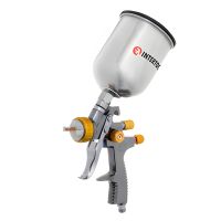 Краскопульт пневматический LVLP BRONZE, профессиональный, форсунка: 1,8 мм, верхний металлический бачок: 600 мл, 1,5 бар INTERTOOL PT-0135