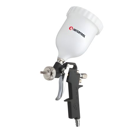 HP пневматический краскопульт с форсункой 1,5 мм, верхний пластиковый бачок 600 мл, 3 регулировки, 5 бар INTERTOOL PT-0210