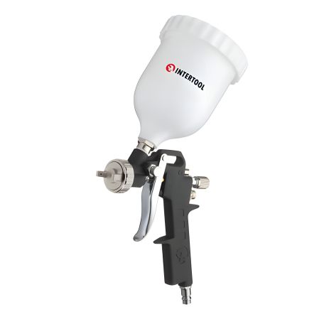 HP пневматический краскопульт с форсункой 1,5 мм, верхний пластиковый бачок 600 мл, 3 регулировки, 5 бар INTERTOOL PT-0210