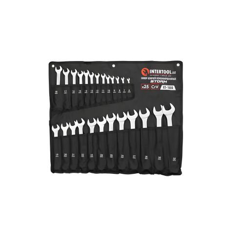 Набор комбинированных ключей, 25 шт., 6-32 мм, Cr-V, в чехле, DIN3113, STORM INTERTOOL XT-1000