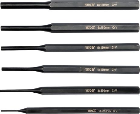 Комплект стрижнів для металевих штифтів і втулок 6 шт. (1,5-8 мм) Yato YT-47121