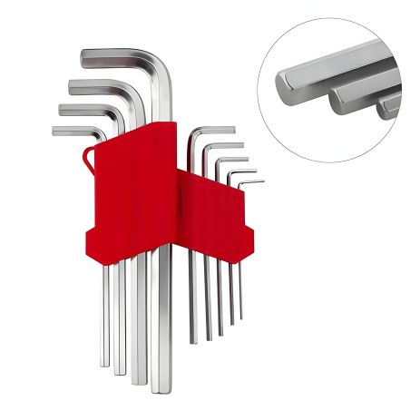 Набор ключей Г-образных шестигранных удлиненных, 9 шт., 1,5-10 мм, Cr-V INTERTOOL HT-0602